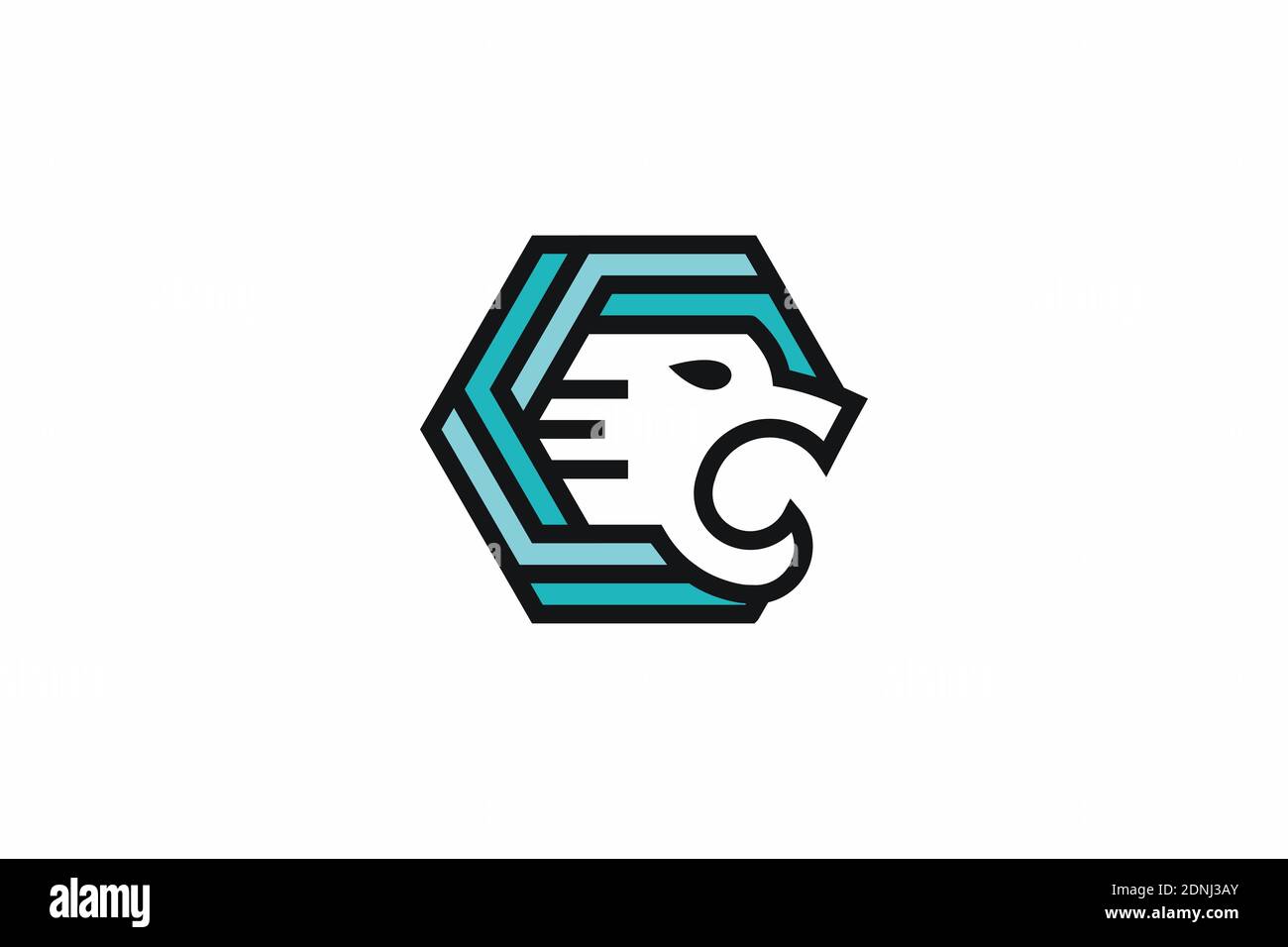 Modèle d'icône de symbole de logo Lion Hexagon Illustration de Vecteur