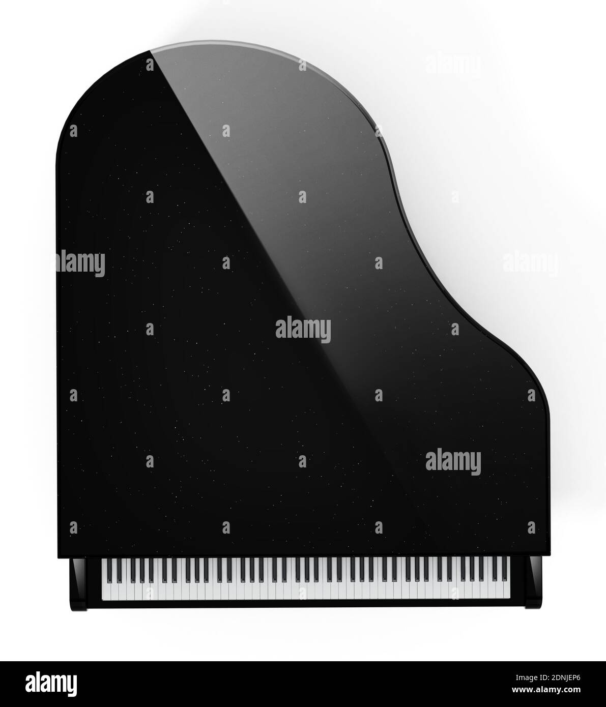 Piano à queue générique avec vue de dessus à réflexion. Illustration 3D. Banque D'Images