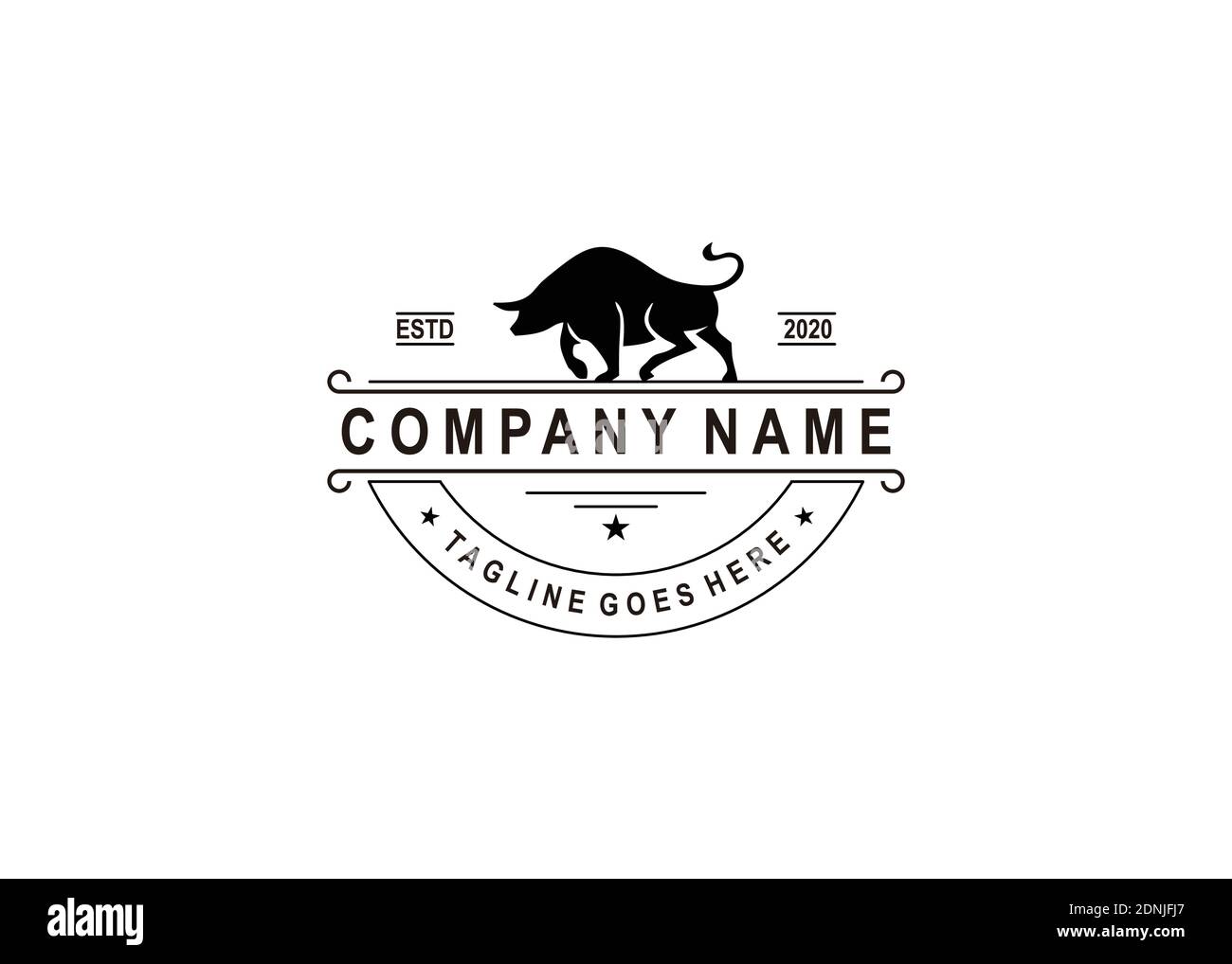 Rétro Vintage Cattle / Beef Emblem logo et inspiration symbole bull Illustration de Vecteur