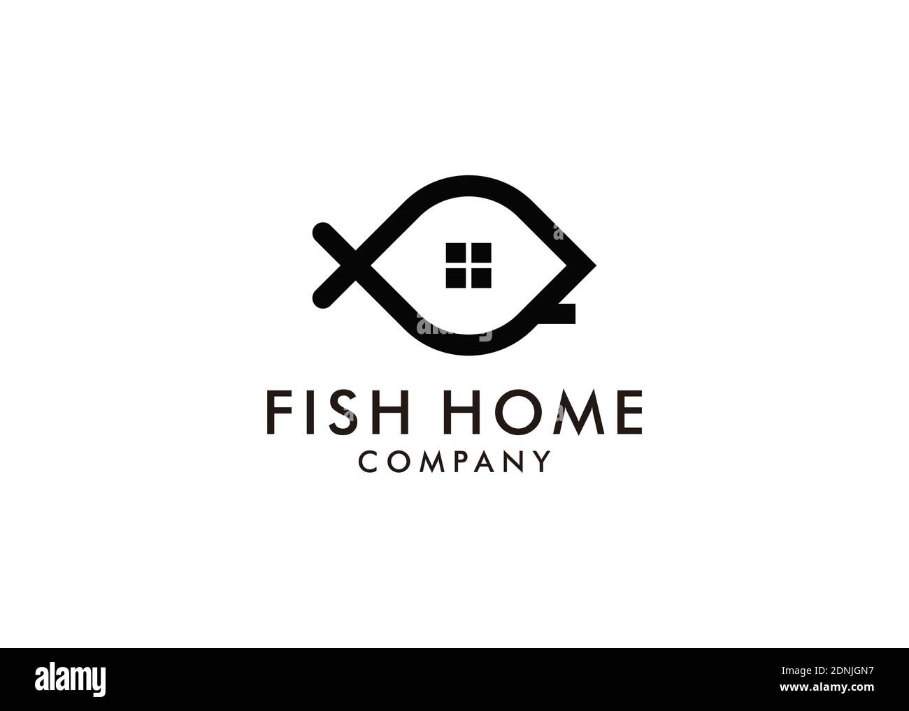 Simple icône FISH House logo modèle inspiration design Illustration de Vecteur