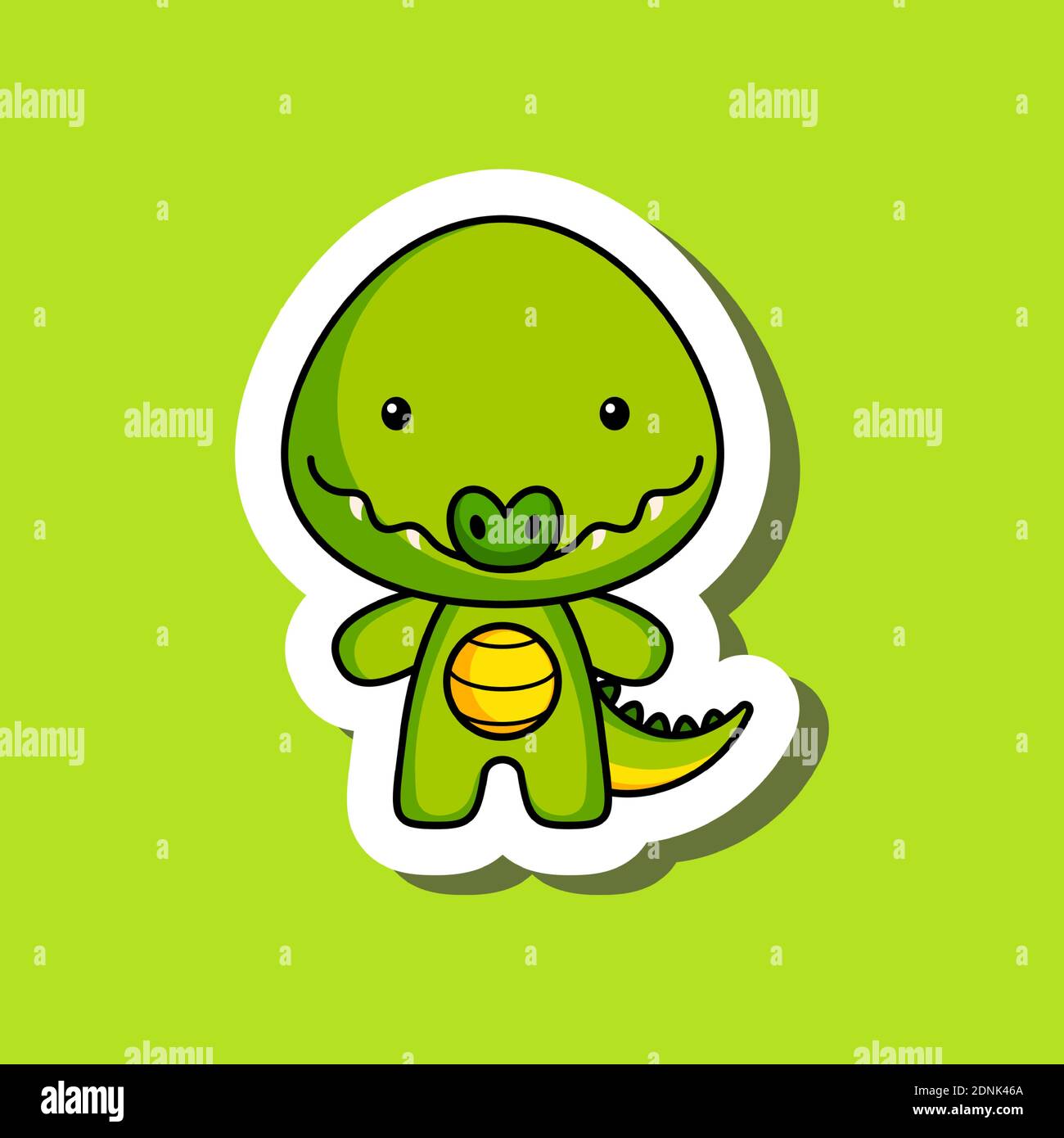 Joli Dessin Anime Sticker Petit Crocodile Motif Animal Mascotte Pour Enfants Cartes Douche De Bebe Affiches Invitation De B Day Vetements Image Vectorielle Stock Alamy