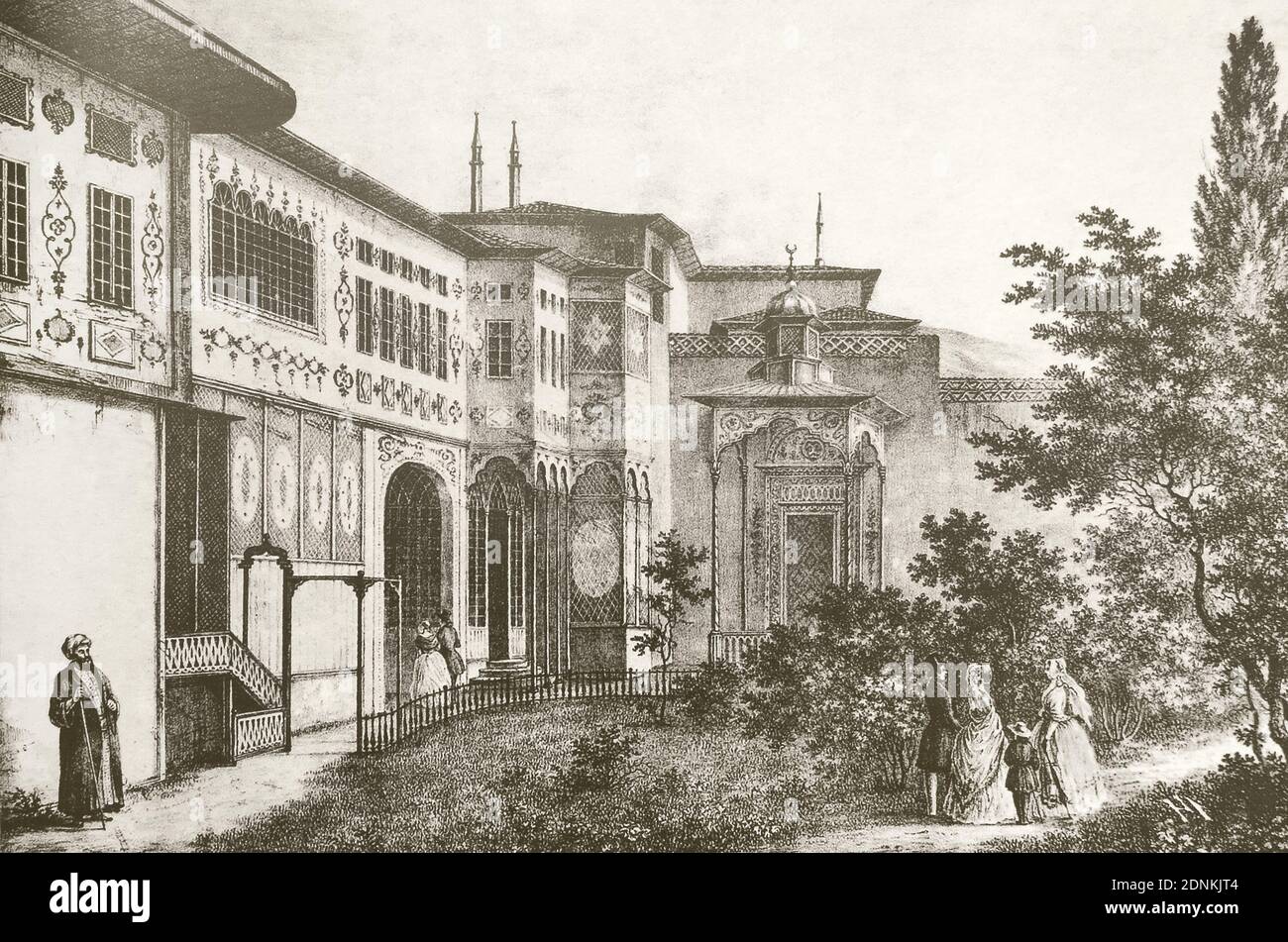 Palais Khan de Bakhchisarai. Gravure du XIXe siècle. Banque D'Images