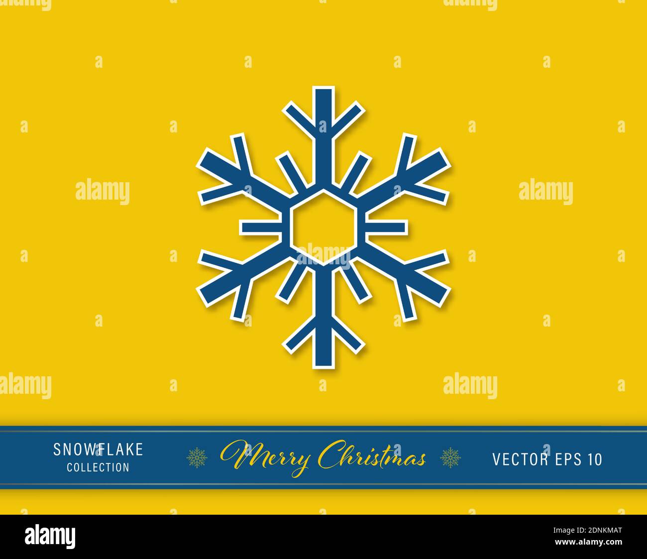 Superbe icône de flocon de neige de Noël à deux couches sur fond jaune Illustration de Vecteur