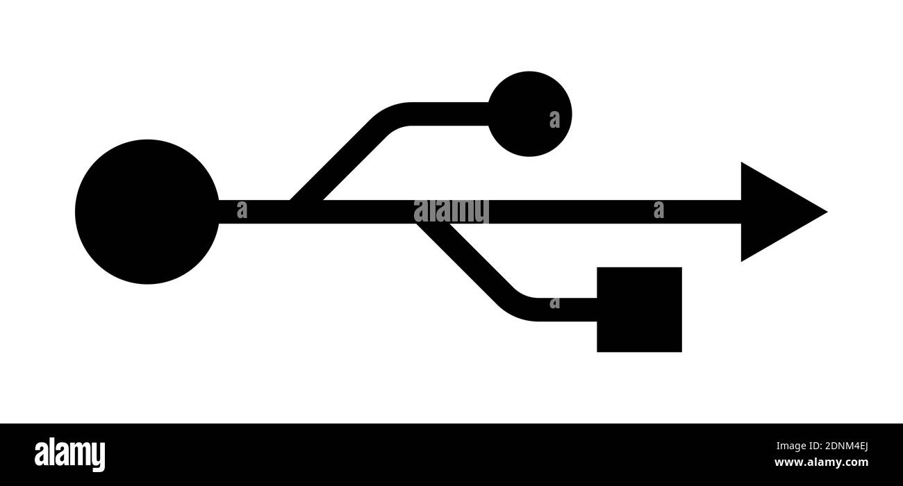 Icône USB, standard pour la connexion de supports d'information. Stockage d'informations sur un support amovible. Vecteur Illustration de Vecteur
