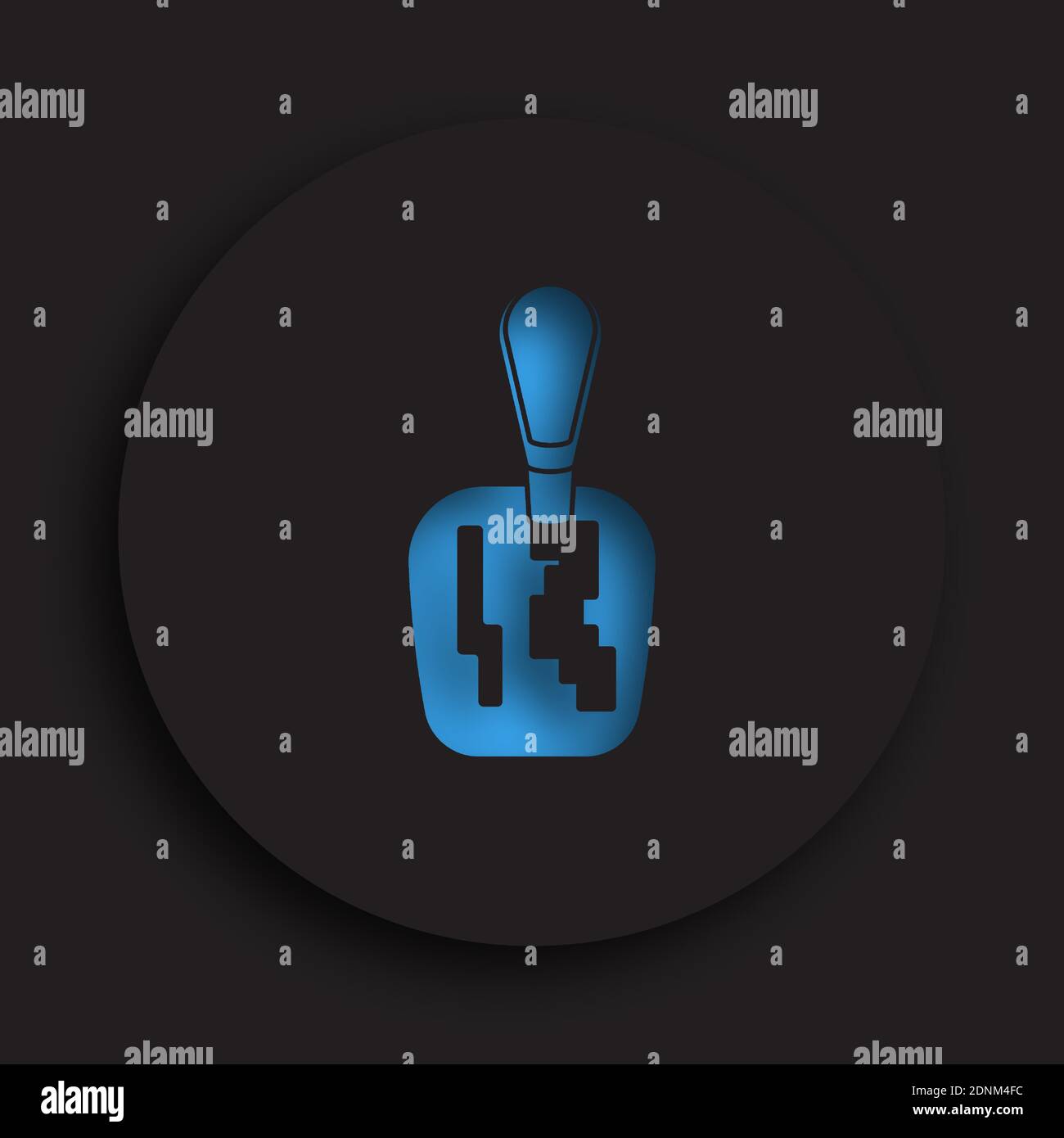 Levier pour boîte de vitesses automatique en style néomorphisme sur fond sombre. Boîte de vitesses de voiture, réparation de la transmission dans le centre d'entretien. Vecteur Illustration de Vecteur