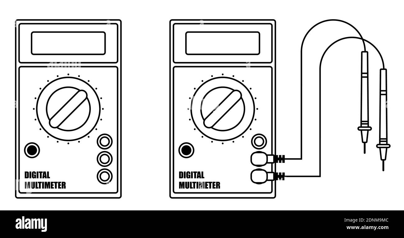 Multimètre numérique, dispositif de mesure du courant et de la tension dans le circuit électrique. Outil d'installation, d'électricien, d'administrateur système. Minimaliste Illustration de Vecteur Multimètre numérique, dispositif de mesure du courant et de la tension dans le circuit électrique. Outil d'installation, d'électricien, d'administrateur système. Minimaliste Illustration de Vecteur