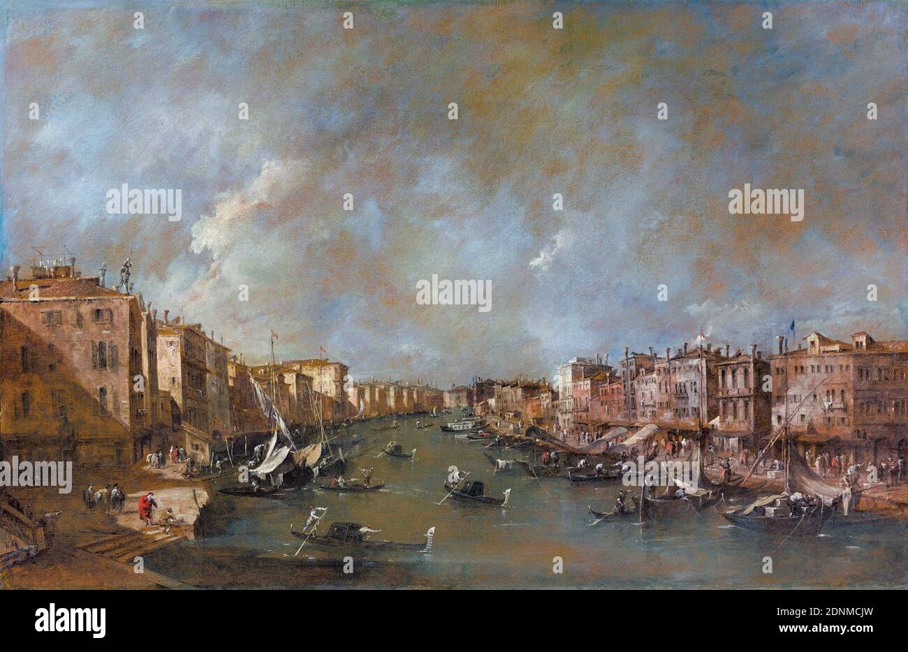 Vue sur le Grand Canal depuis le Ponte di Rialto (Venise), paysage peint par Francesco Guardi, après 1775 Banque D'Images