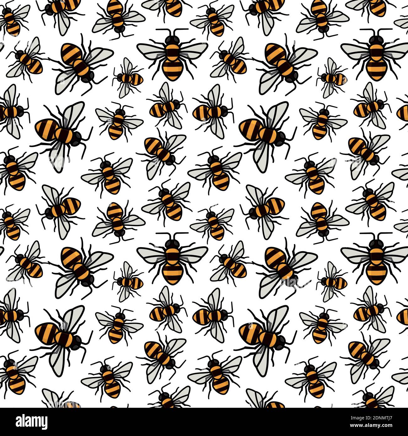Motif sans couture avec illustration vectorielle Bees. Papier peint nature. Illustration de Vecteur