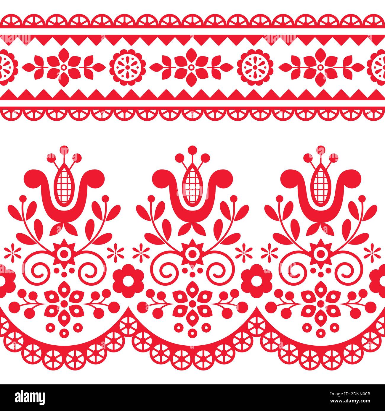 Motif floral folk art vectoriel sans couture avec fleurs inspirées Par broderie traditionnelle highlanders Lachy Sadeckie Illustration de Vecteur
