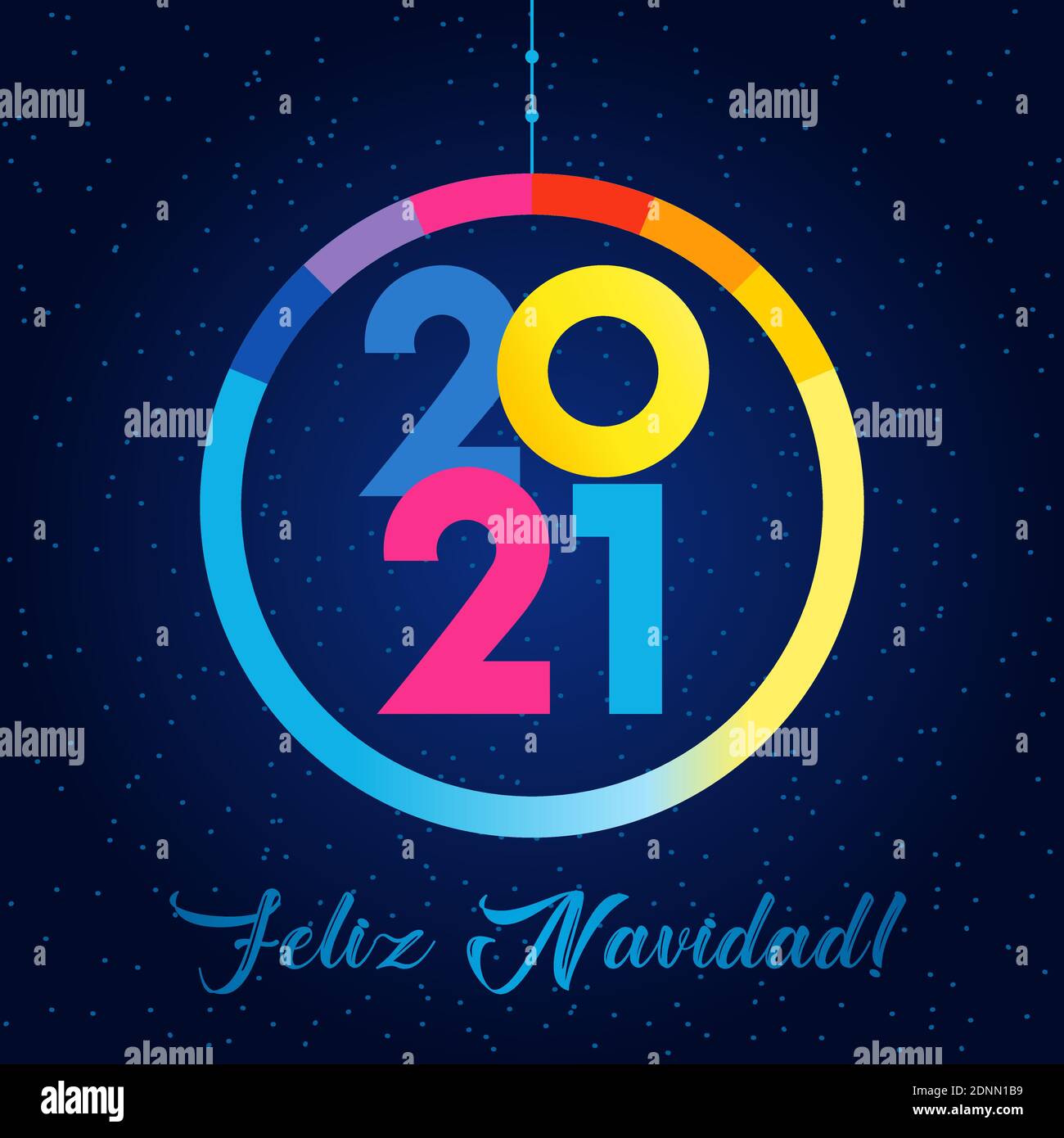 2021 Feliz Navidad texte espagnol - carte de voeux bonne année. Espagne Noël bannière de vacances, couleur vecteur forme 20 et 21 chiffres isolés Illustration de Vecteur