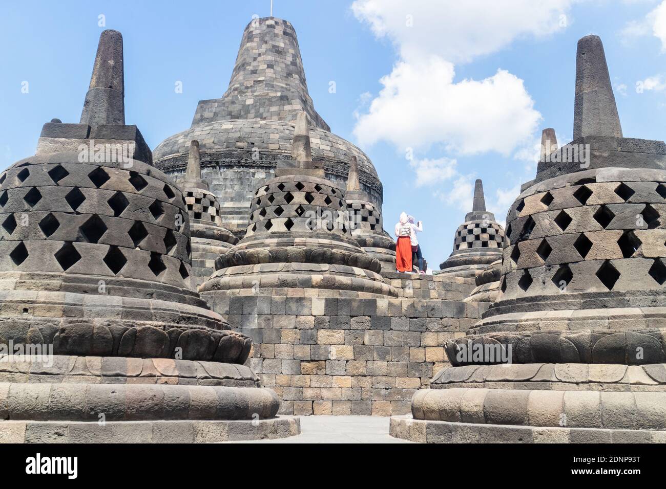 L'ancien temple bouddhiste de Borobudur, Indonésie Banque D'Images