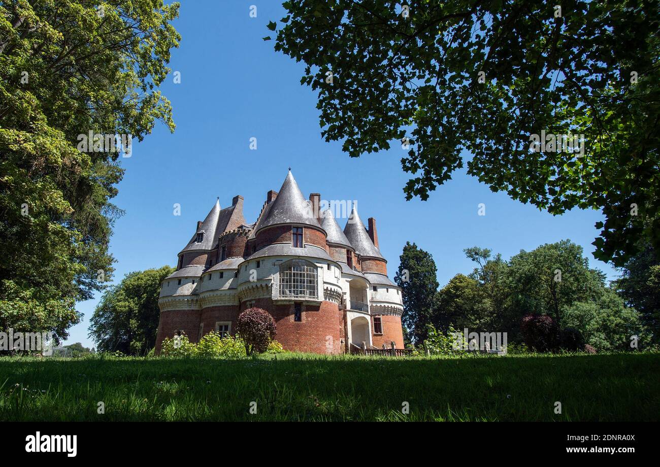 Château de Rambures, château classé monument historique national (monument historique français) Banque D'Images