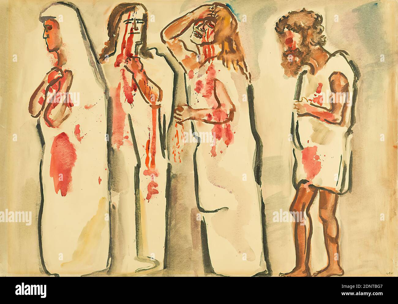 Gustav Heinrich Wolff, Figures de la tragédie grecque (Oedipus), carton, aquarelle, aquarelle sur carton, Total: Hauteur: 50.8 cm; largeur: 72.2 cm, Recto monogrammé avec stylo en bas à droite: GHW. Inscriptions au stylo et à l'encre sur le verso en haut à gauche Figures de la tragédie grecque (Oedipus) et inscriptions au crayon par quelqu'un d'autre G.H. Banque D'Images