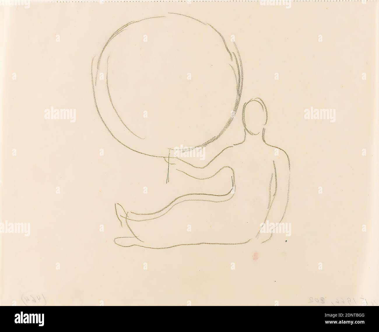 Gustav Heinrich Wolff, figurine inclinable avec miroir (II), crayon, parchemin, dessin, crayon sur parchemin, Total: Hauteur: 17.5 cm; largeur: 21.9 cm, croquis, dessin, graphique, figurine inclinable, miroir, modernisme classique, feuille simple (CH. 26) du carnet d'esquisse d'octobre à décembre 1924 (en partie créé pendant le séjour de Wolff à Hambourg). Éventuellement créé comme étude dans le cadre du soulagement Aphrodite et Charis (1925), voir Holthusen (1964) Plastik Nr. 65 Banque D'Images