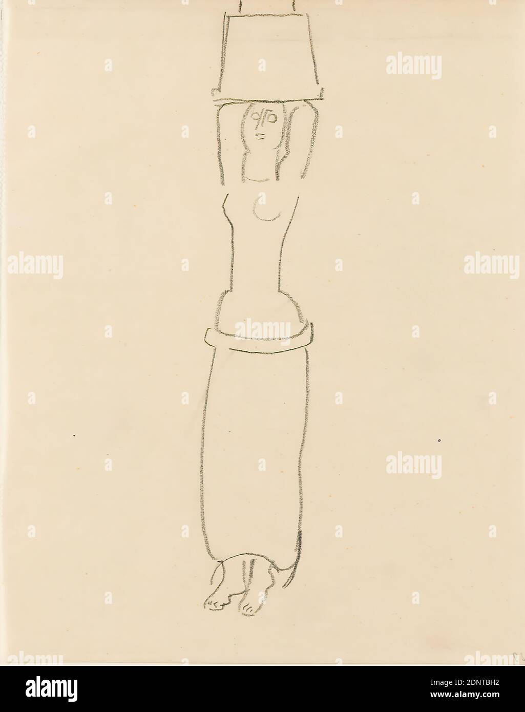 Gustav Heinrich Wolff, porte-panier (II), crayon, parchemin, dessin, crayon sur parchemin, Total: Hauteur: 21.9 cm; largeur: 17.5 cm, non marqué, croquis, dessin, graphiques, figure debout, postures, positions de la figure humaine, conteneur, modernisme classique, feuille simple (Bl. 29) du sketchbook octobre à décembre 1924 (en partie créé pendant le séjour de Wolff à Hambourg Banque D'Images