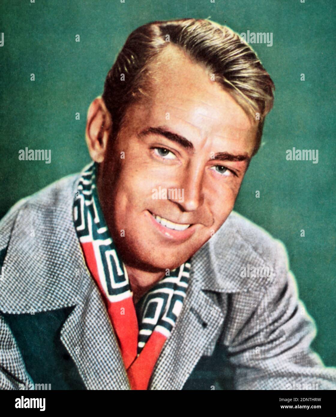 Photographie d'Alan Ladd (1913-1964) un acteur et producteur américain de films et de télévision. Banque D'Images