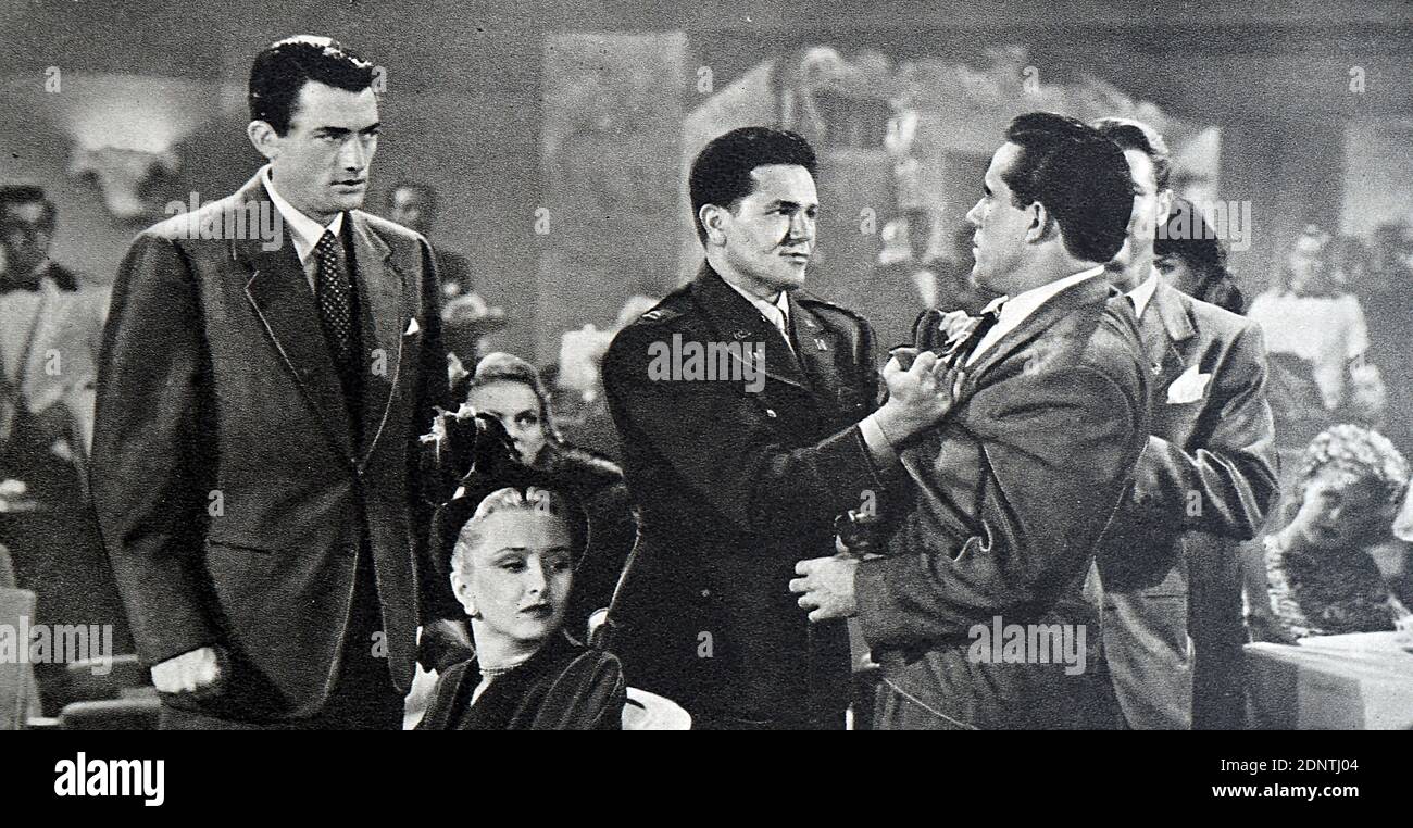 Film encore de 'Gentleman's Agreement' avec Gregory Peck, Celeste Holm, John Garfield et Dorothy McGuire. Banque D'Images