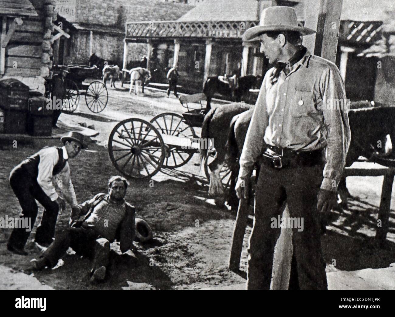 Film encore de « Along Fest Jones » avec Gary Cooper, Loretta Young, William Demarest et Dan Duryea. Banque D'Images