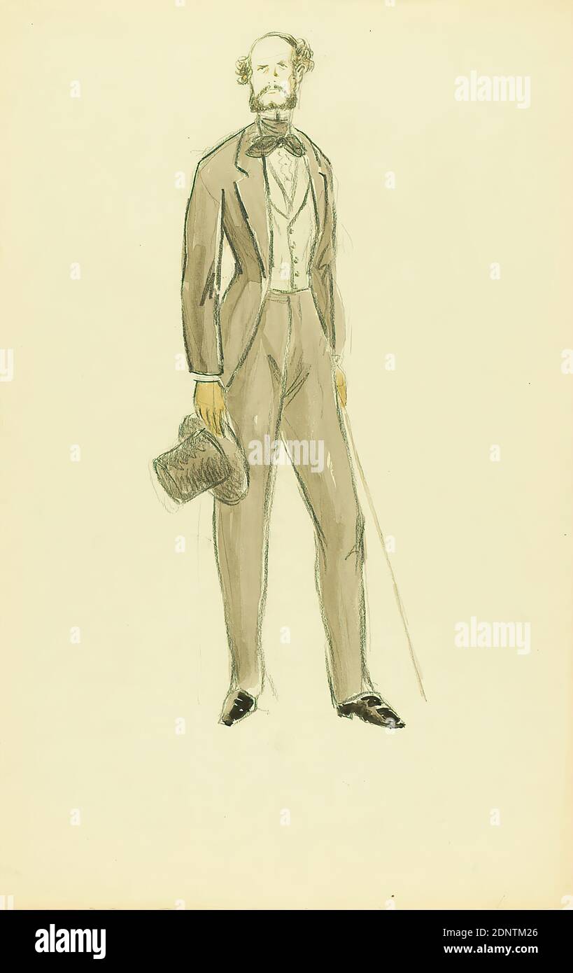 Ernst Dryden, costume pour le film le prisonnier de zenda, papier, aquarelle non-opaque, crayon, aquarelle, dessin, aquarelle sur plomb, Total: Hauteur: 48,6 cm; largeur: 31 cm, illustrations, mode, vêtements, mode pour hommes, costume de théâtre Banque D'Images