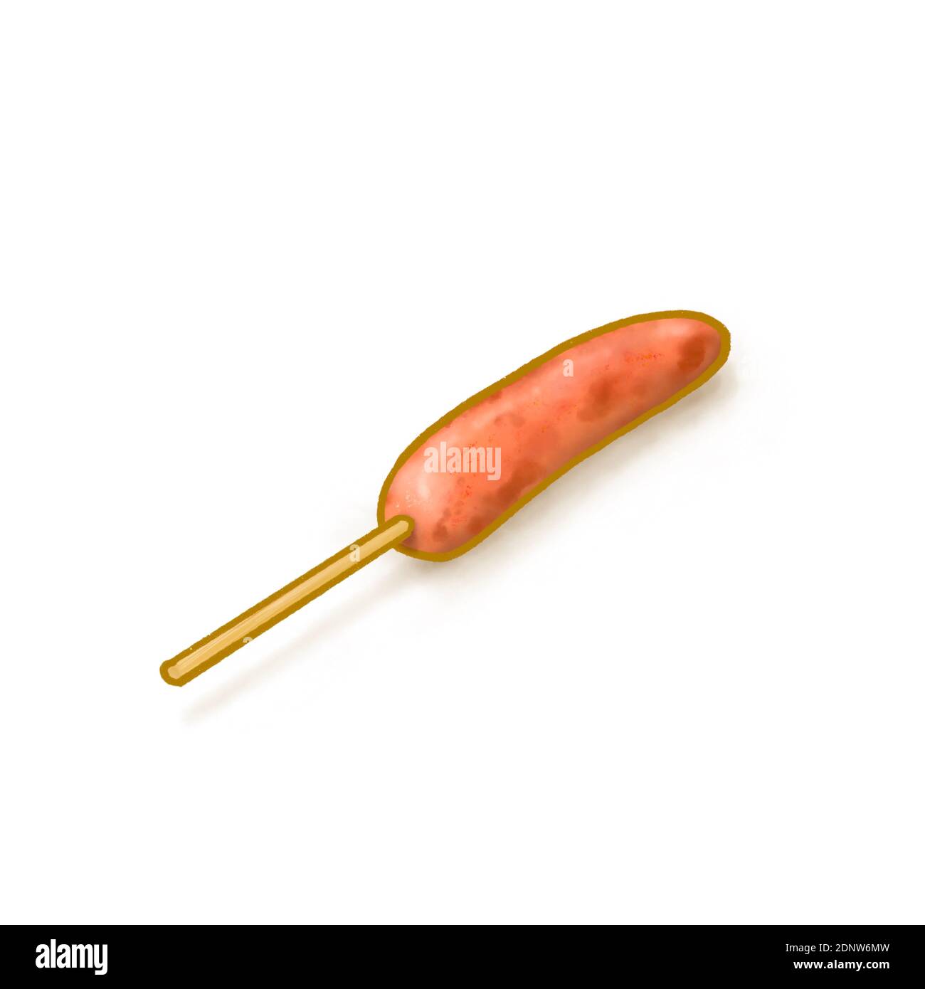 La peinture numérique de la saucisse barbecue grillée de Taïwan, la nourriture traditionnelle taïwanaise Isométrique icône illustration raster sur fond blanc. Banque D'Images