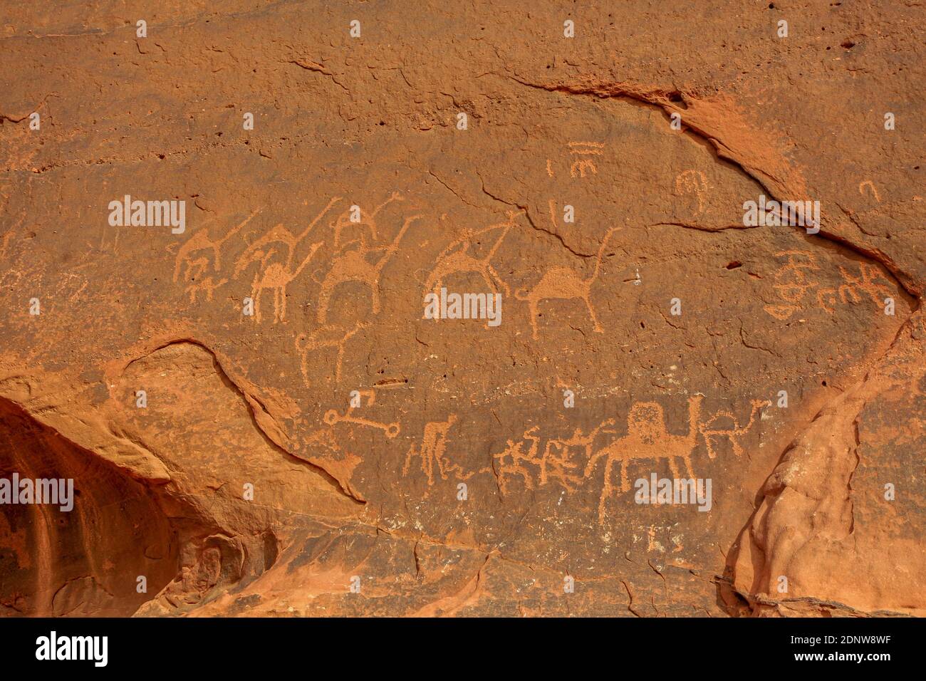 Sculptures de roche dans le désert de Wadi Rum en Jordanie Banque D'Images