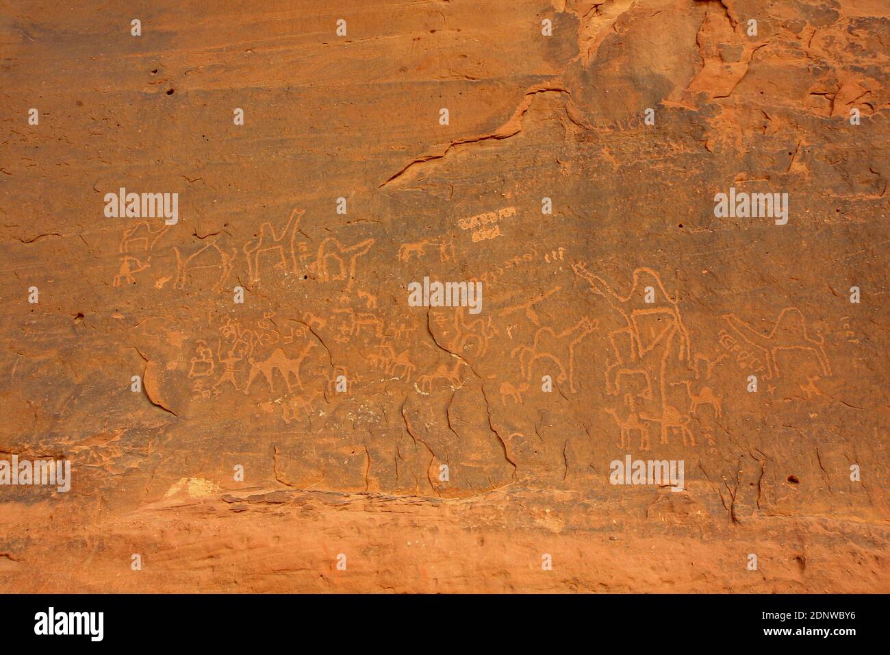 Sculptures de roche dans le désert de Wadi Rum en Jordanie Banque D'Images