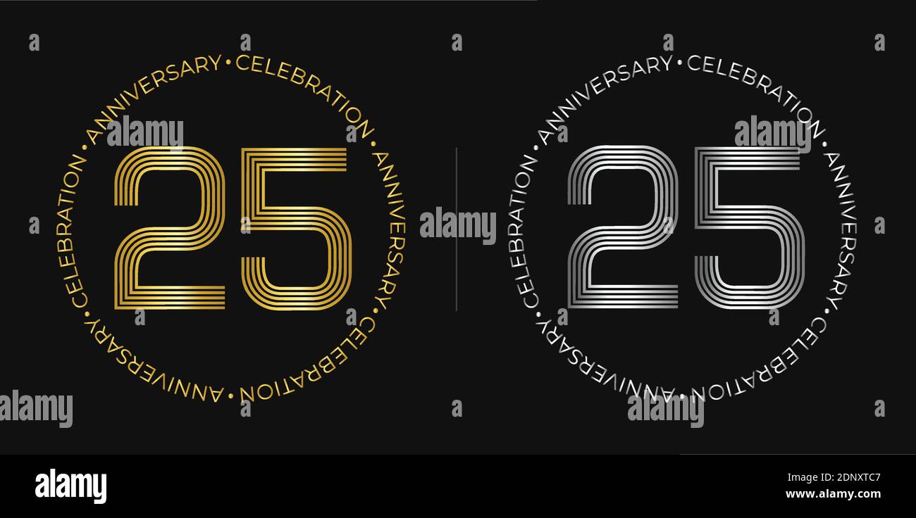 25eme Anniversaire Banniere De Celebration De Vingt Cinq Ans Aux Couleurs Or Et Argent Logo Circulaire Avec Motif Chiffres Originaux Image Vectorielle Stock Alamy