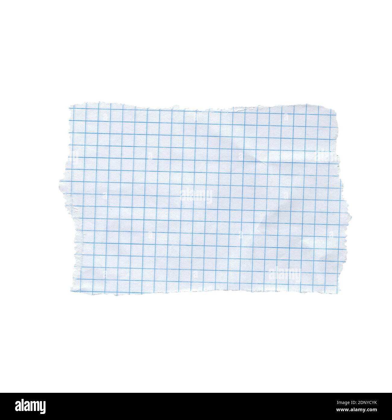 Papier à carreaux déchiré maths isolé sur fond blanc Banque D'Images
