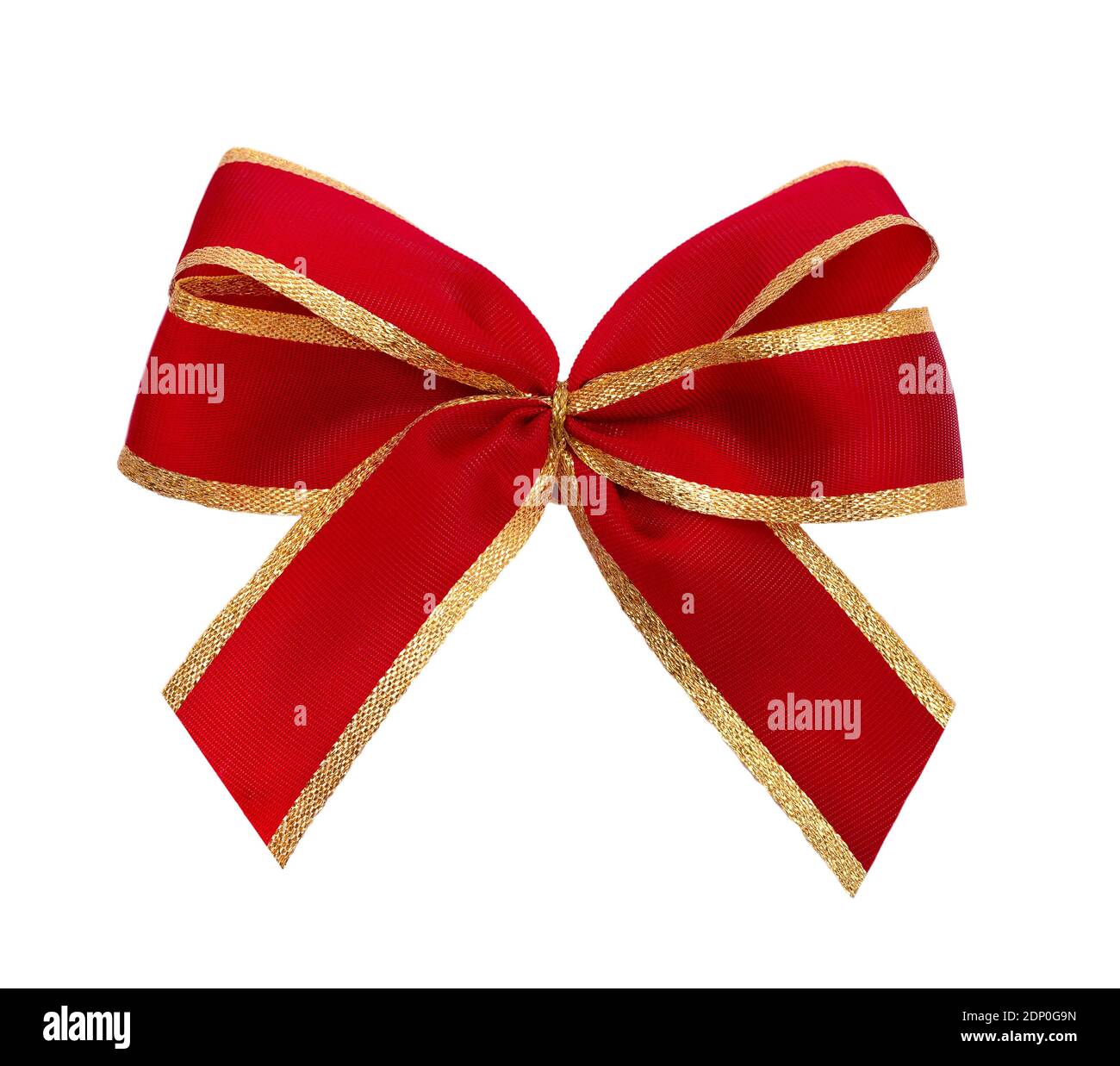 Noeud rouge et or isolé sur fond blanc. Noeud de Noël Photo Stock - Alamy