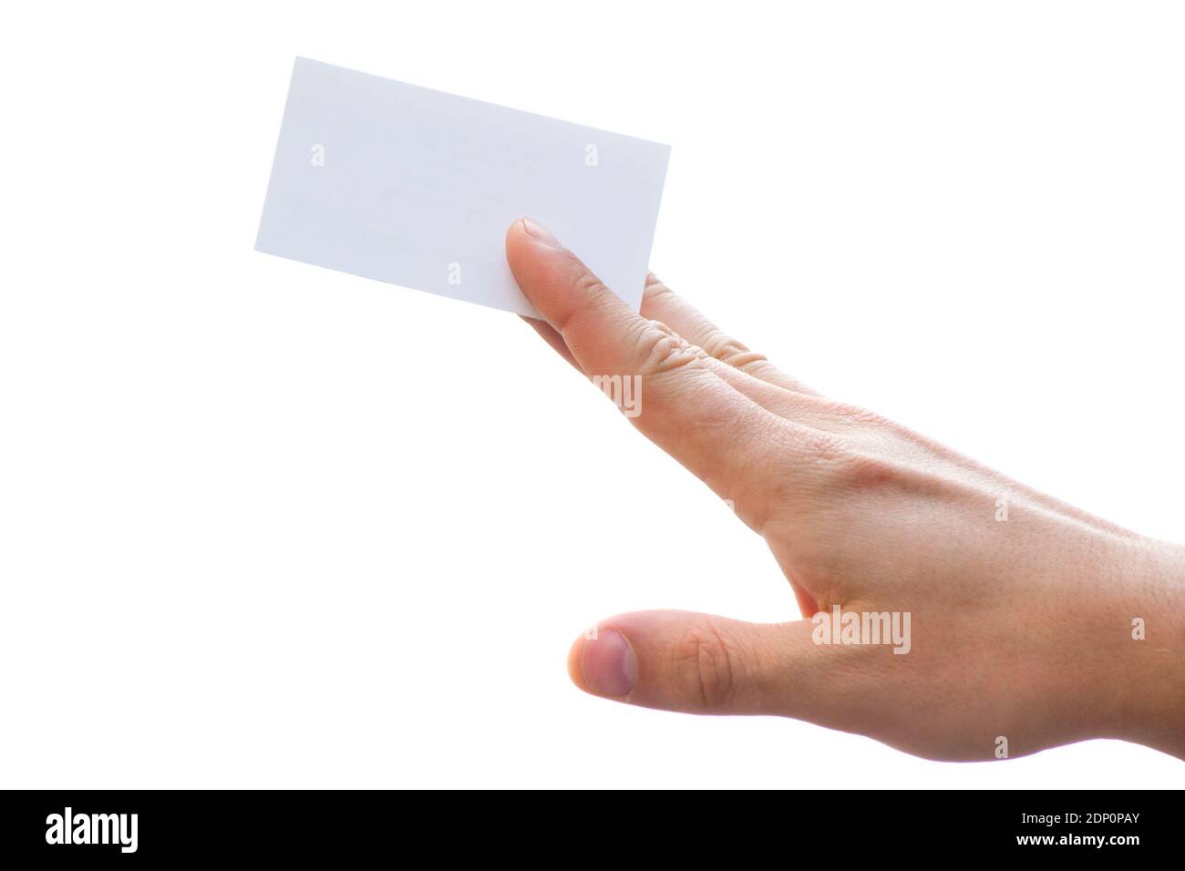 Dans une main de carte vide isolé sur fond blanc Banque D'Images