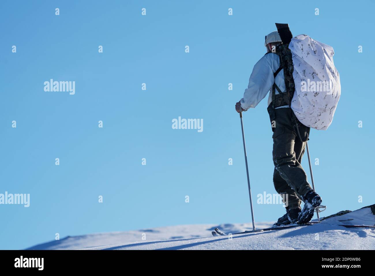 Ski de fond contre ciel bleu Banque D'Images