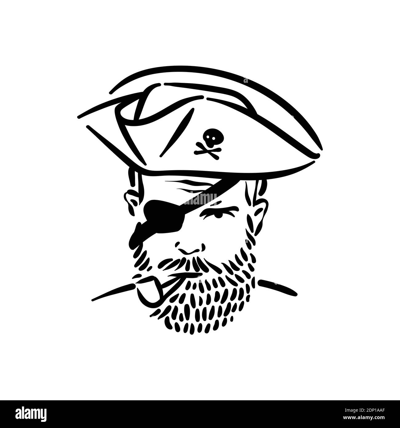 Portrait de pirate avec illustration de chapeau corsair Illustration de Vecteur