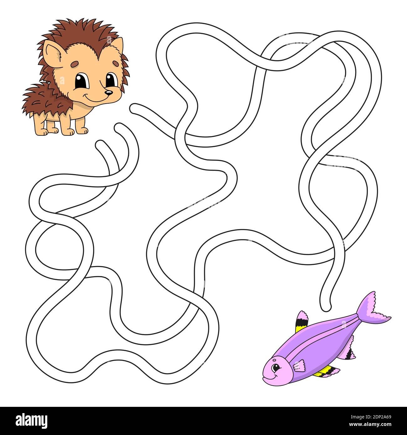 Labyrinthe drôle. Jeu pour enfants. Puzzle pour les enfants. Style de dessin animé. Tambour de labyrinthe. Illustration à vecteur de couleur. Trouvez le chemin approprié. Le développement de Illustration de Vecteur