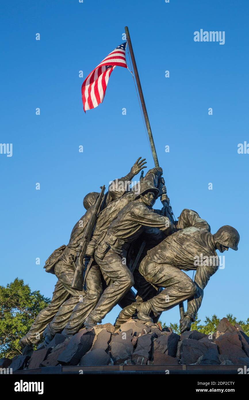 Arlington, Virginie. Iwo Jima Memorial aux États-Unis Marines par Felix Weihs de Weldon. Mémorial de guerre du corps des Marines des États-Unis. Banque D'Images