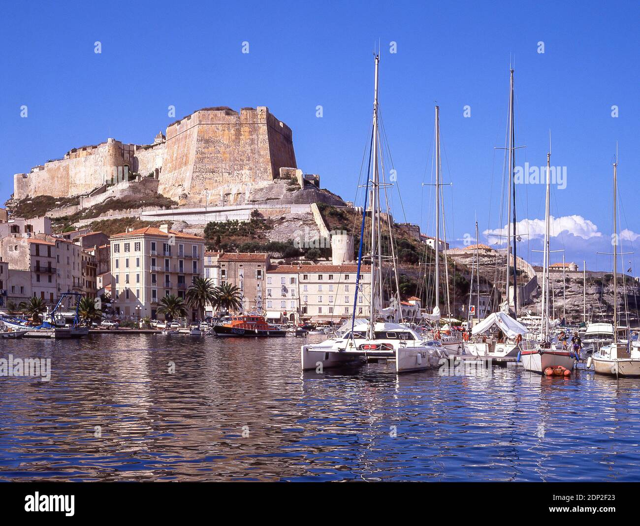 Vue de la Citadelle et du port, Bonifacio, corse (Corse), France Banque D'Images