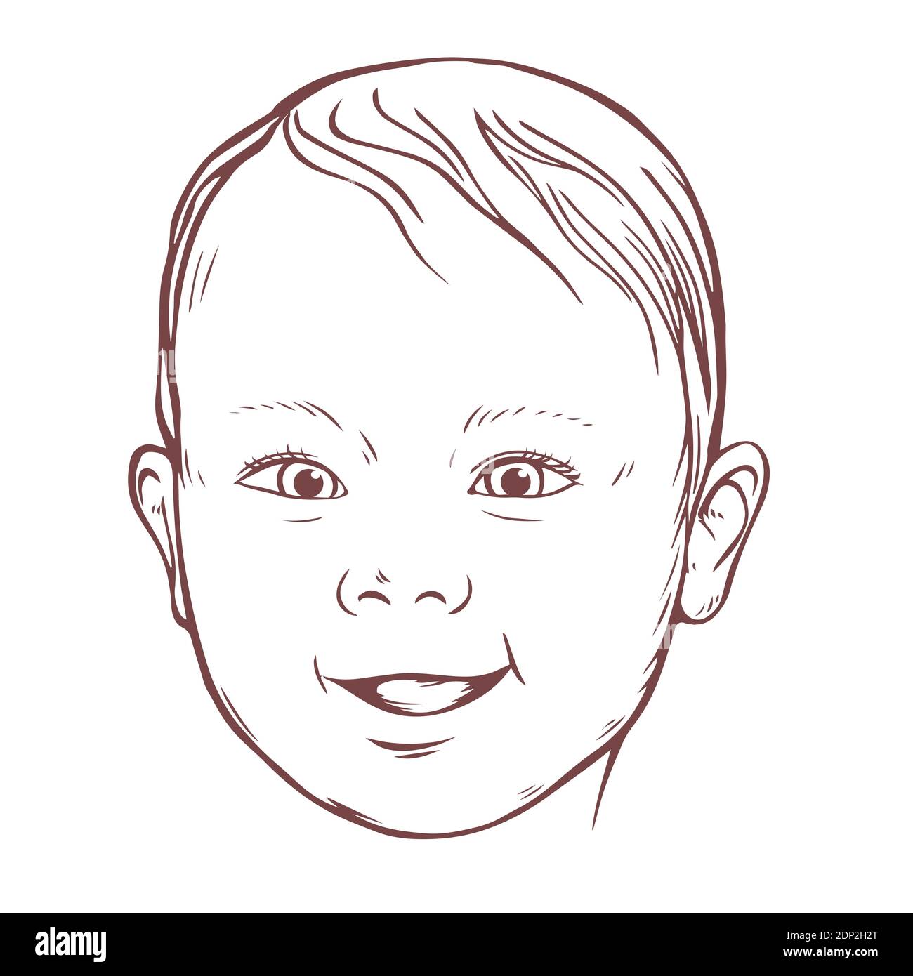 Bebe Souriant Le Visage Heureux D Un Enfant Illustration D Esquisse Vectorielle Sur Fond Blanc Image Vectorielle Stock Alamy