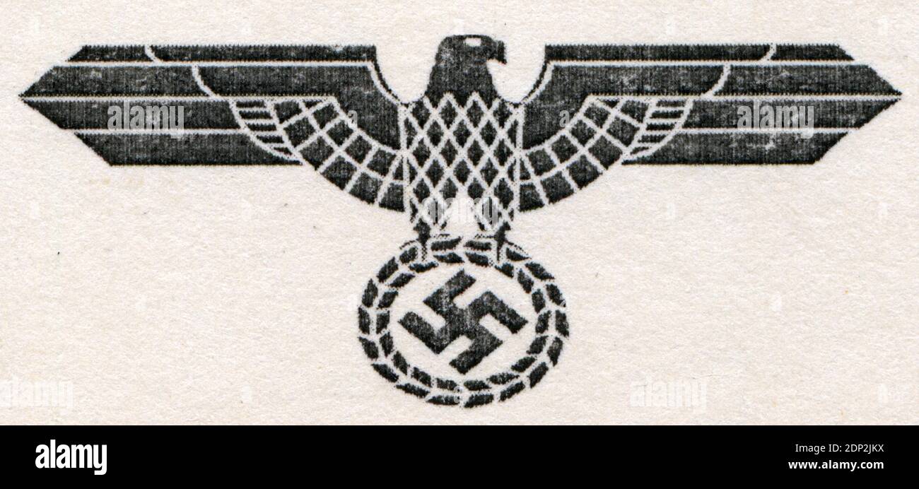 Symbole nazi sur une carte postale allemande (Deutsches Reich), vers 1941 Banque D'Images