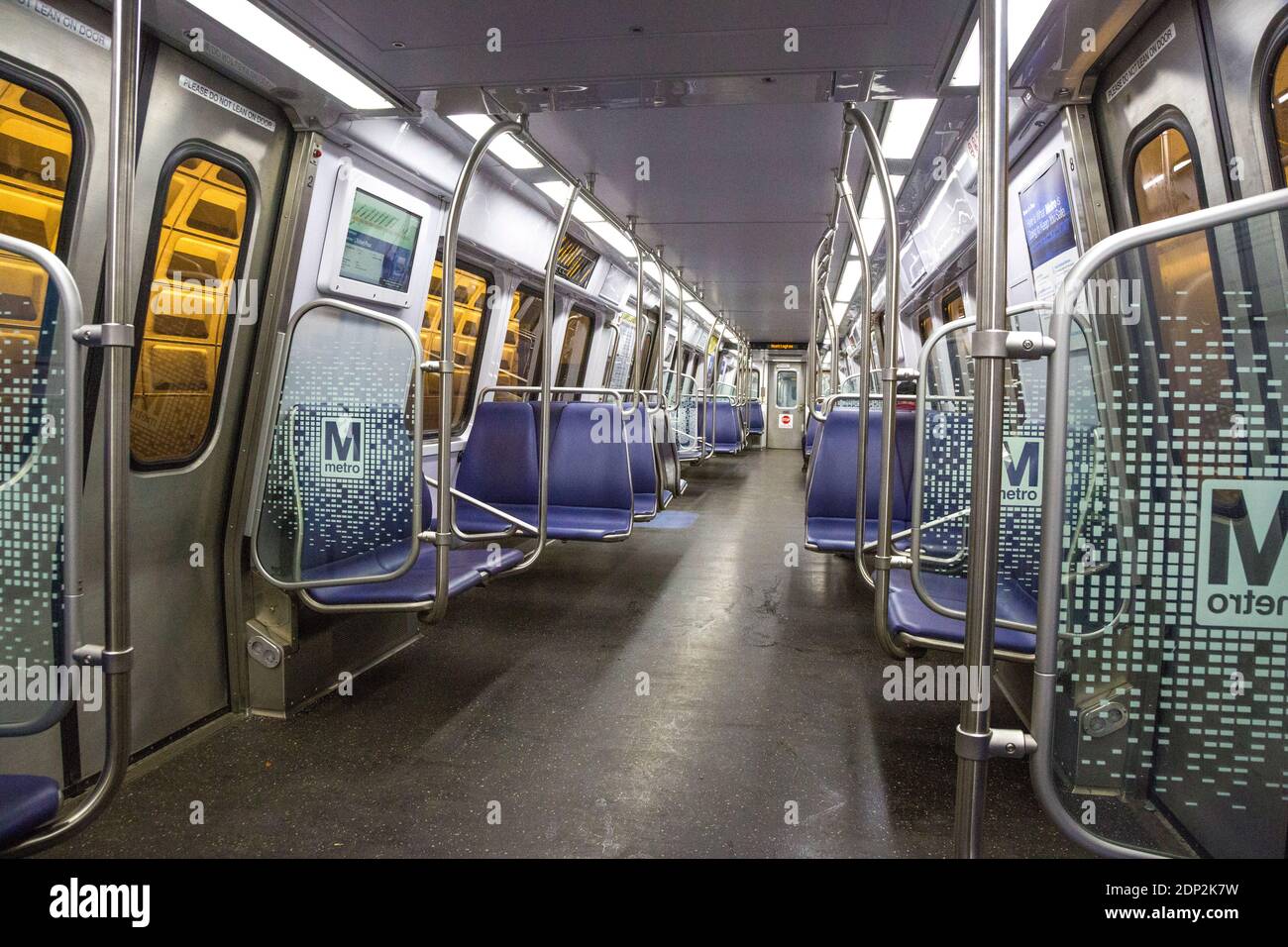 Washington DC Metro System Railcar pendant la pandémie de coronavirus COVID. Banque D'Images