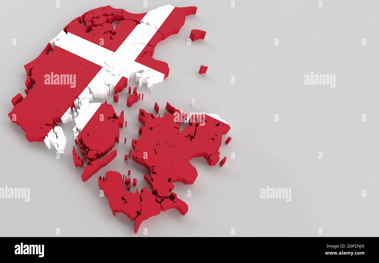 Carte du Danemark avec rendu 3D drapeau danois Banque D'Images