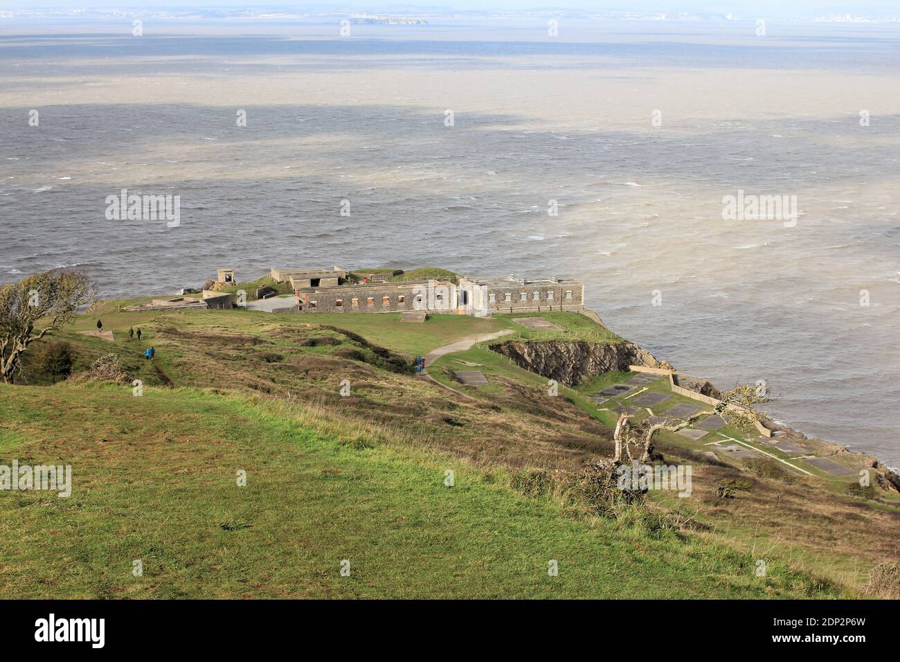 Brean Down fort, Somerset, Angleterre - le 28 octobre 2017 : fort désaffecté à la fin du promontoire Limestone sur le Canal de Bristol.during World W. Banque D'Images