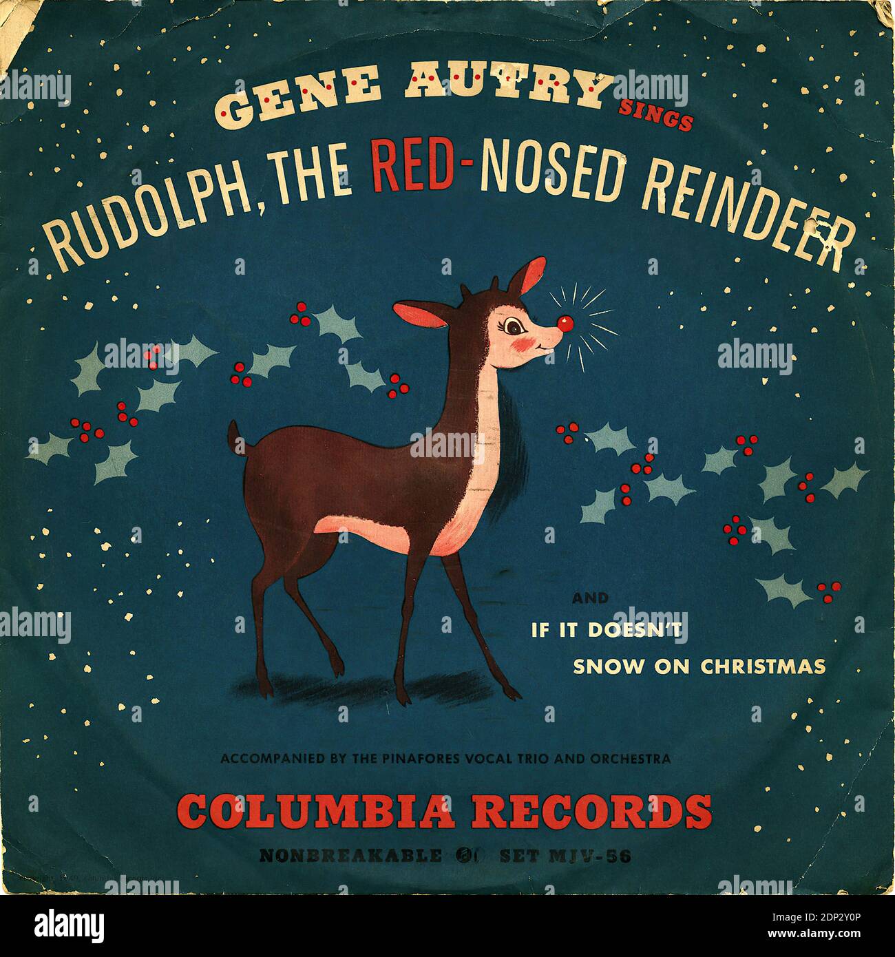 Rudolph, le renne à nez rouge - couverture du record d'époque Banque D'Images