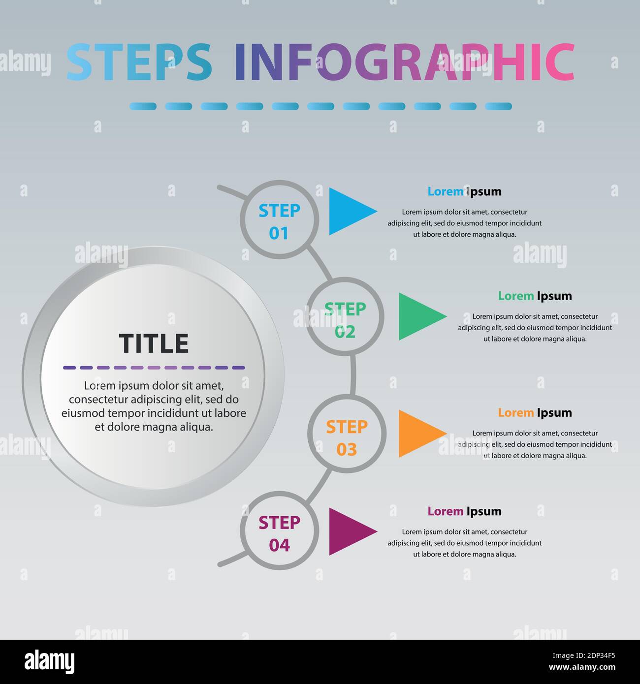 Infographie moderne avec 4 étapes. Modèle graphique circulaire avec 4 options. Illustration de Vecteur