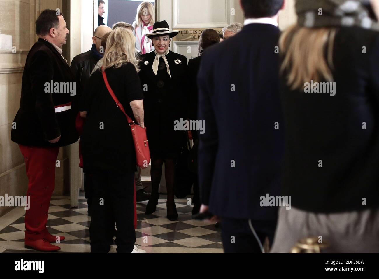 Geneviève de Fontenay est photographiée à quatre colonnes lors d'une séance de questions au gouvernement, à l'Assemblée nationale, à Paris, le 01 avril 2015. Photo de Stephane Lemouton/ABACAPRESS.COM Banque D'Images