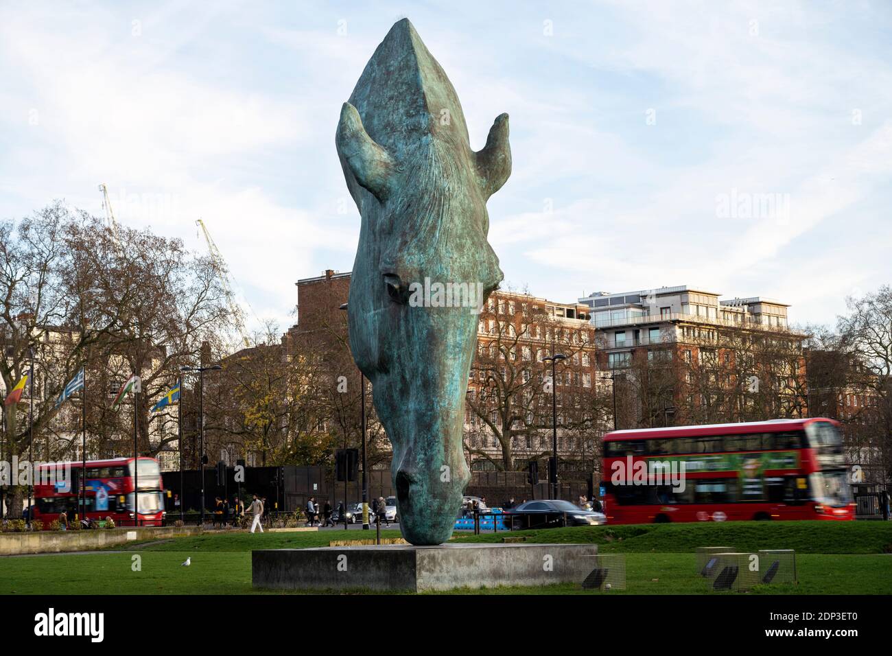 Sculpture Bronxe de la tête des chevaux, Marble Arch, Londres Banque D'Images