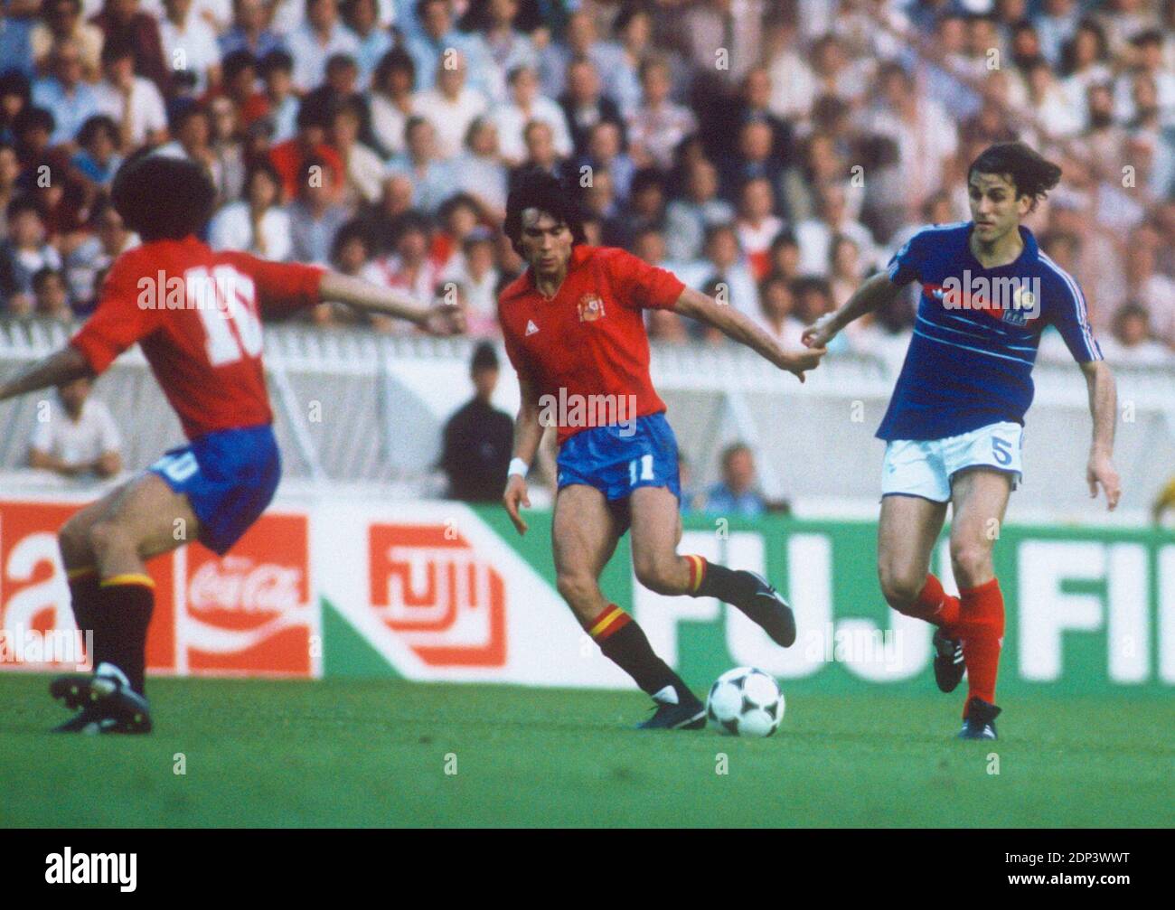 Patrick Battiston en France lors de la finale du match de football EURO 1984 de l'UEFA, France contre Espagne au Parc des Princes à Paris, France le 27 juin 1984. La France a gagné 2-0. Photo de Henri Szwarc/ABACAPRESS.COM Banque D'Images