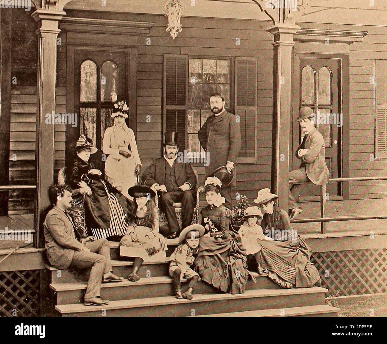 Le général Ulysses S Grant et sa famille à Mt McGregor, 1885 Banque D'Images