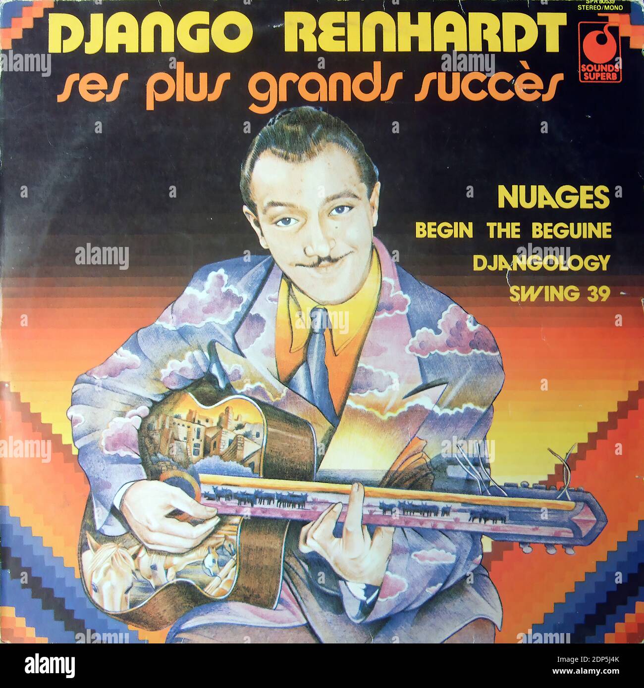 Django Reinhardt - ses plus Grands succès - Nuages, Begin the Beguine, Djangology, Swing 39, Sounds superbe SPR 80539 - Vintage vinyle album cover Banque D'Images