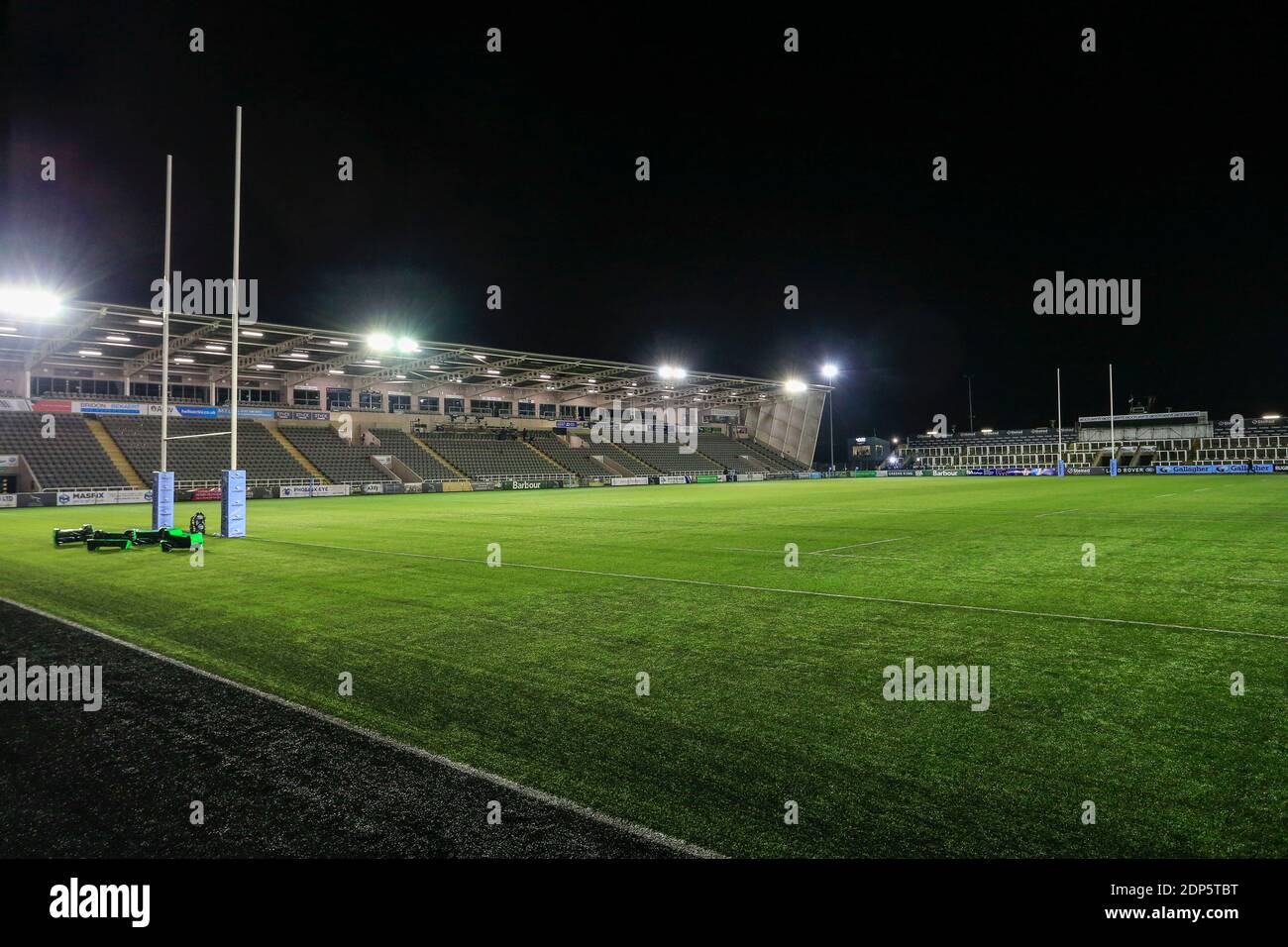 Vue générale du stade Kingston Park, stade des Newcastle Falcons avant le match entre Newcastle Falcons et sale Sharks Banque D'Images