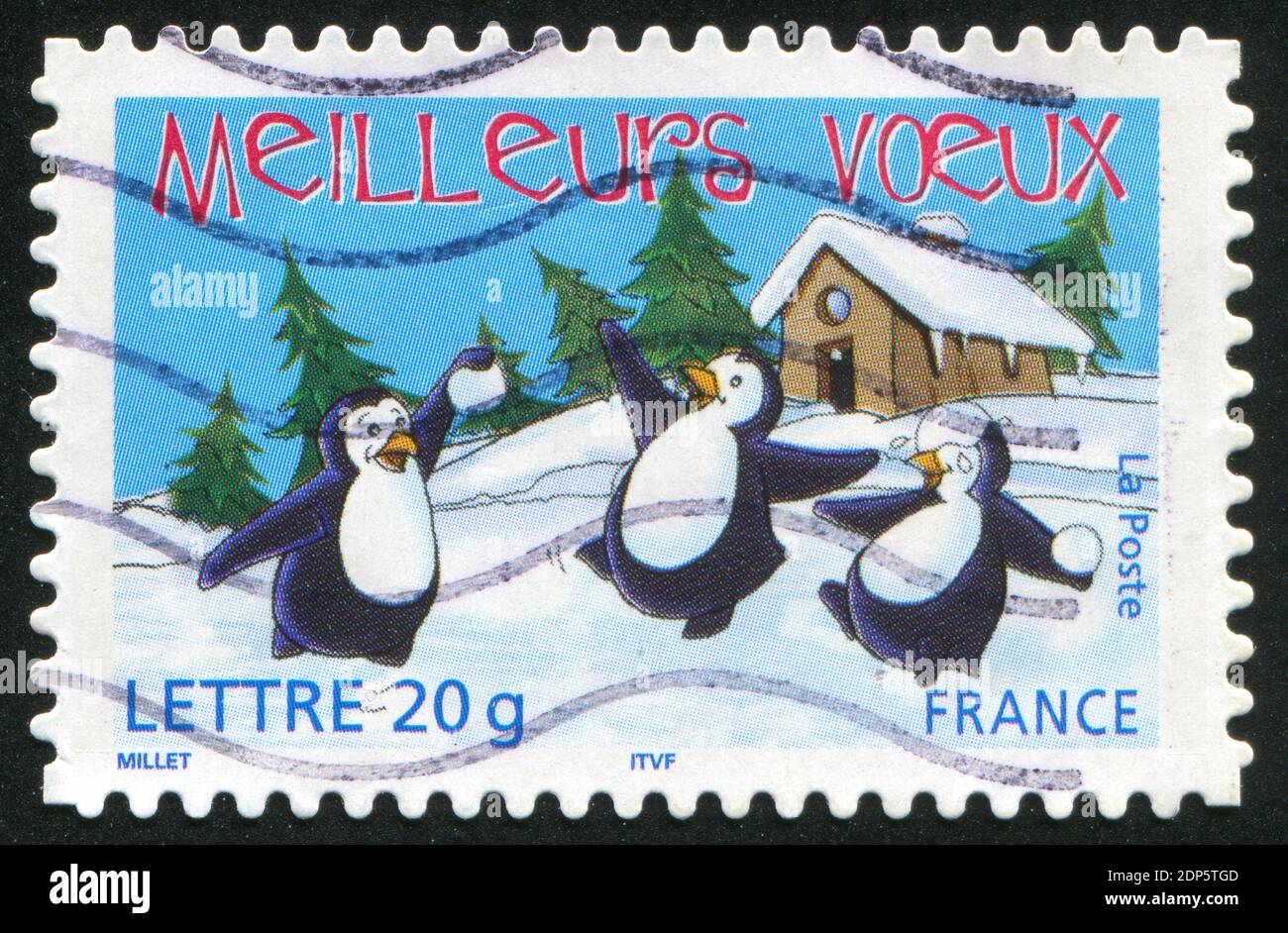 FRANCE - VERS 2005 : timbre imprimé par la France, montre des pingouins, vers 2005 Banque D'Images