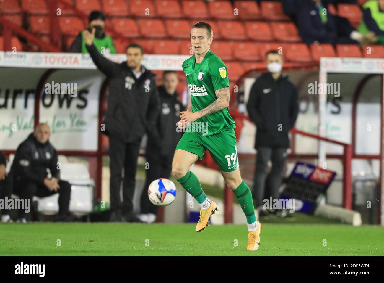Emil Riis Jakobsen #19 de Preston North End est dirigé côté opposé Banque D'Images